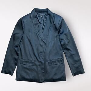 Endless Rose Black Satin Single Breast Blazer Jacket Size XS